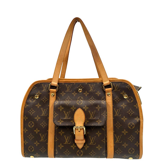 front Trasportino LV Baxter nella versione GM realizzato in canvas monogram e finiture in vacchetta naturale, di lusso, originale, ottime condizioni, usato 