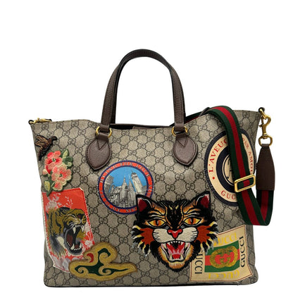 front Borsa Gucci in canvas beige GG e finiture in pelle marrone, di lusso, originale, usata