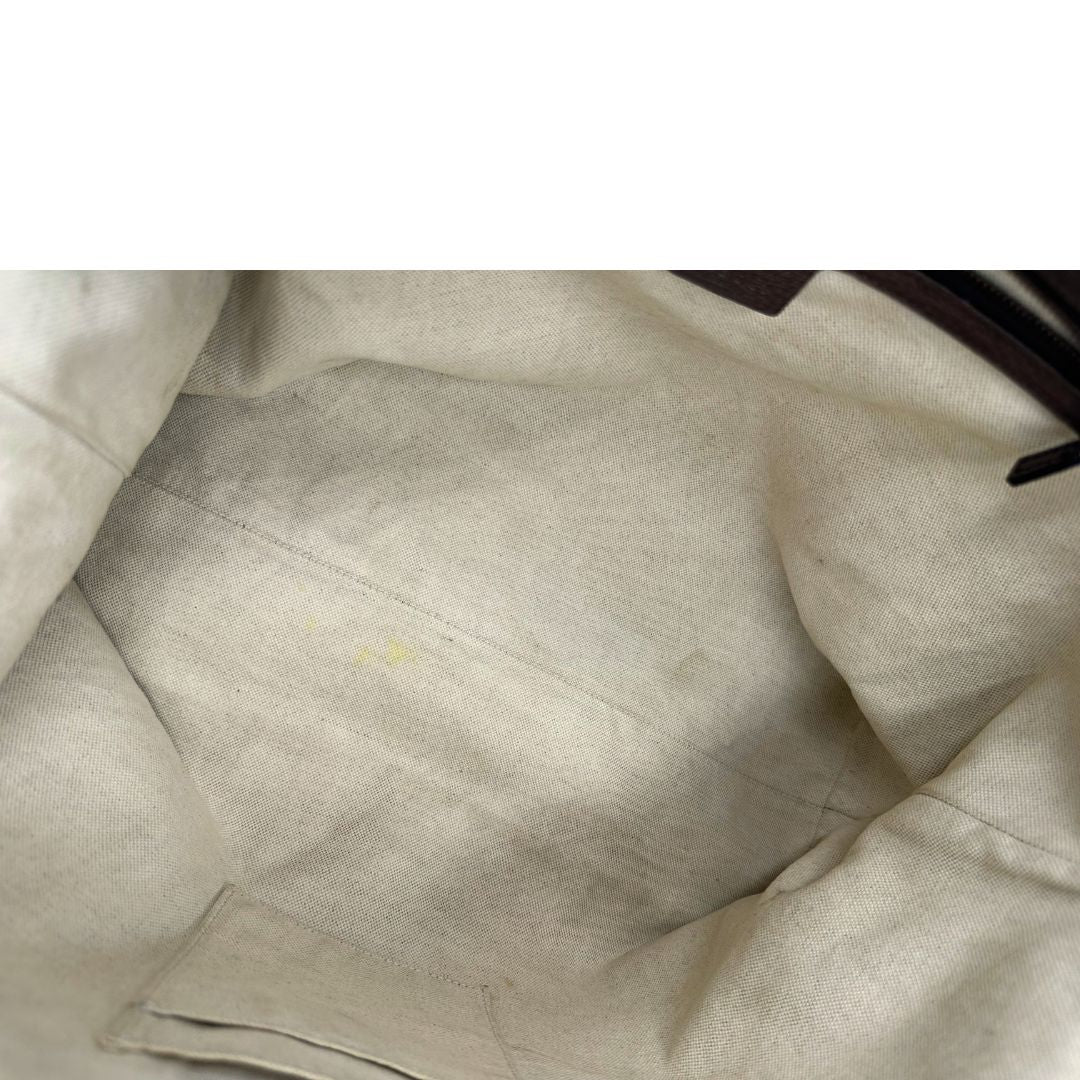 interno Borsa Gucci in canvas beige GG e finiture in pelle marrone, di lusso, originale, usata