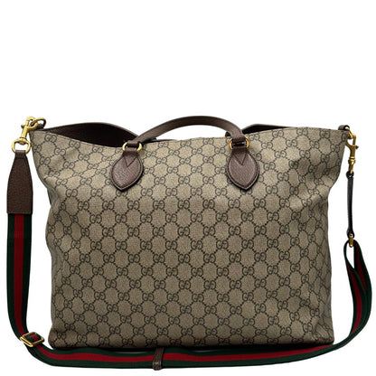 retro Borsa Gucci in canvas beige GG e finiture in pelle marrone, di lusso, originale, usata 