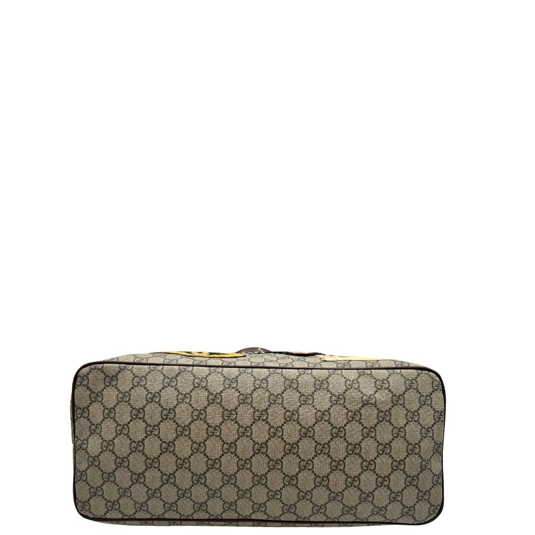 base Borsa Gucci in canvas beige GG e finiture in pelle marrone, di lusso, originale, usata 