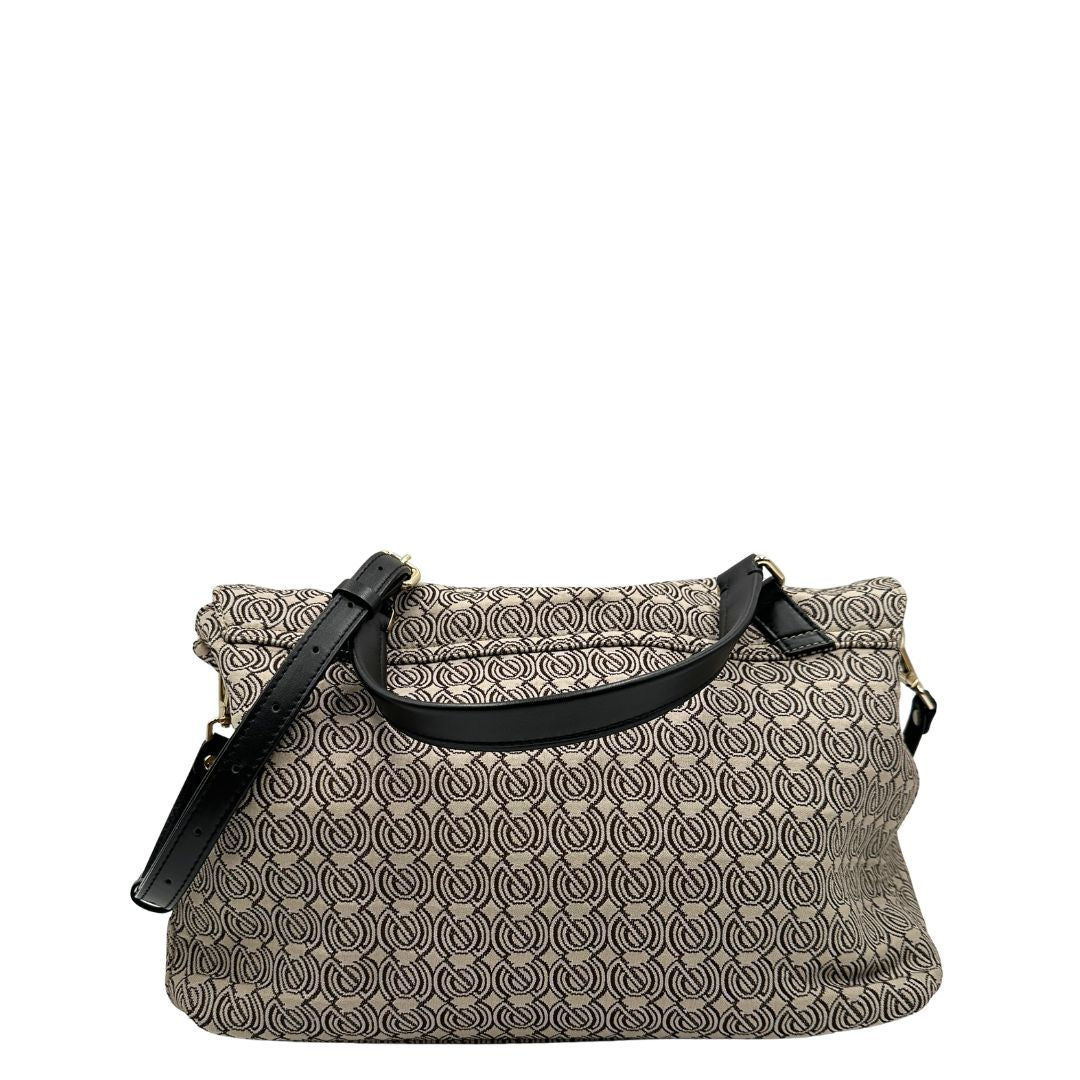 retro postina M Zanellato in tessuto beige munita di una tracolla amovibile e regolabile e un manico singolo, di lusso, originale, ottime condizioni, usata