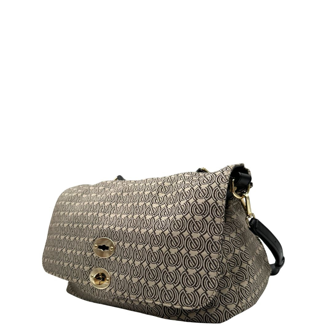 lato postina M Zanellato in tessuto beige munita di una tracolla amovibile e regolabile e un manico singolo, di lusso, originale, ottime condizioni, usata 