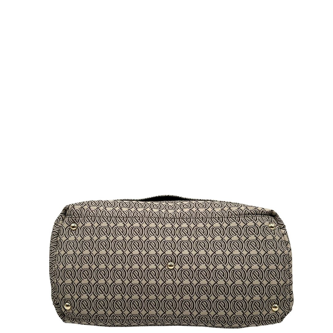 base postina M Zanellato in tessuto beige munita di una tracolla amovibile e regolabile e un manico singolo, di lusso, originale, ottime condizioni, usata 