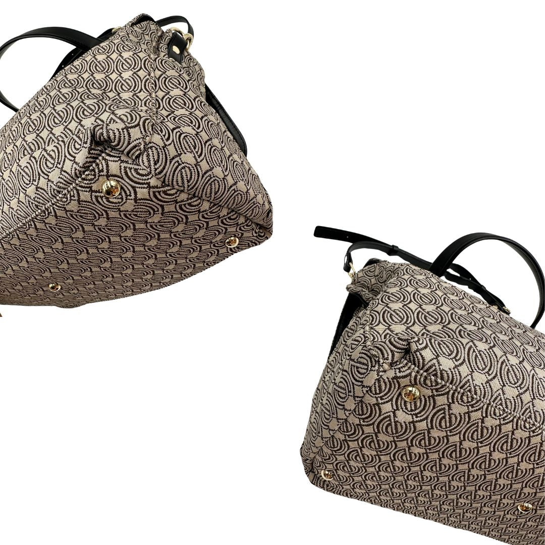 angoli postina M Zanellato in tessuto beige munita di una tracolla amovibile e regolabile e un manico singolo, di lusso, originale, ottime condizioni, usata 