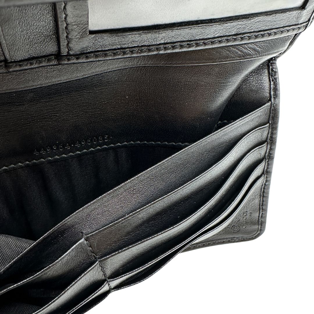  Portafoglio Gucci in pelle trama microguccissima nera