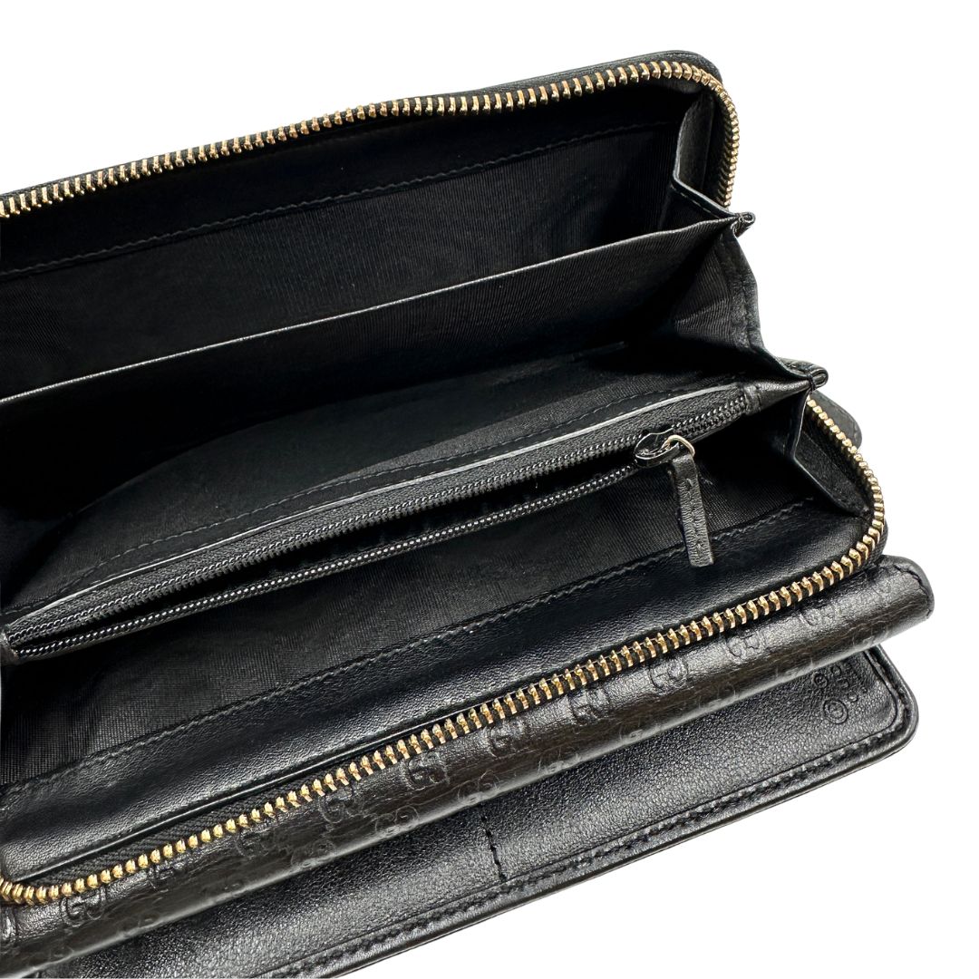  Portafoglio Gucci in pelle trama microguccissima nera