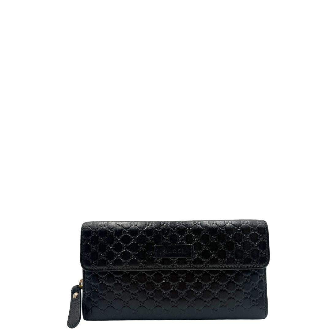  Portafoglio Gucci in pelle trama microguccissima nera