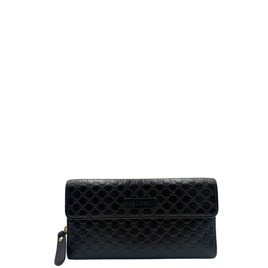  Portafoglio Gucci in pelle trama microguccissima nera