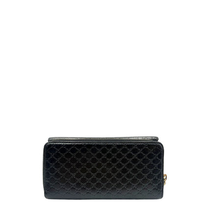  Portafoglio Gucci in pelle trama microguccissima nera