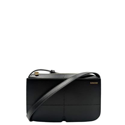 Front borsa Burberry Snip in pelle liscia nera con tracolla regolabile e hardware dorato. Originale, di lusso, usata, in condizioni eccellenti. 