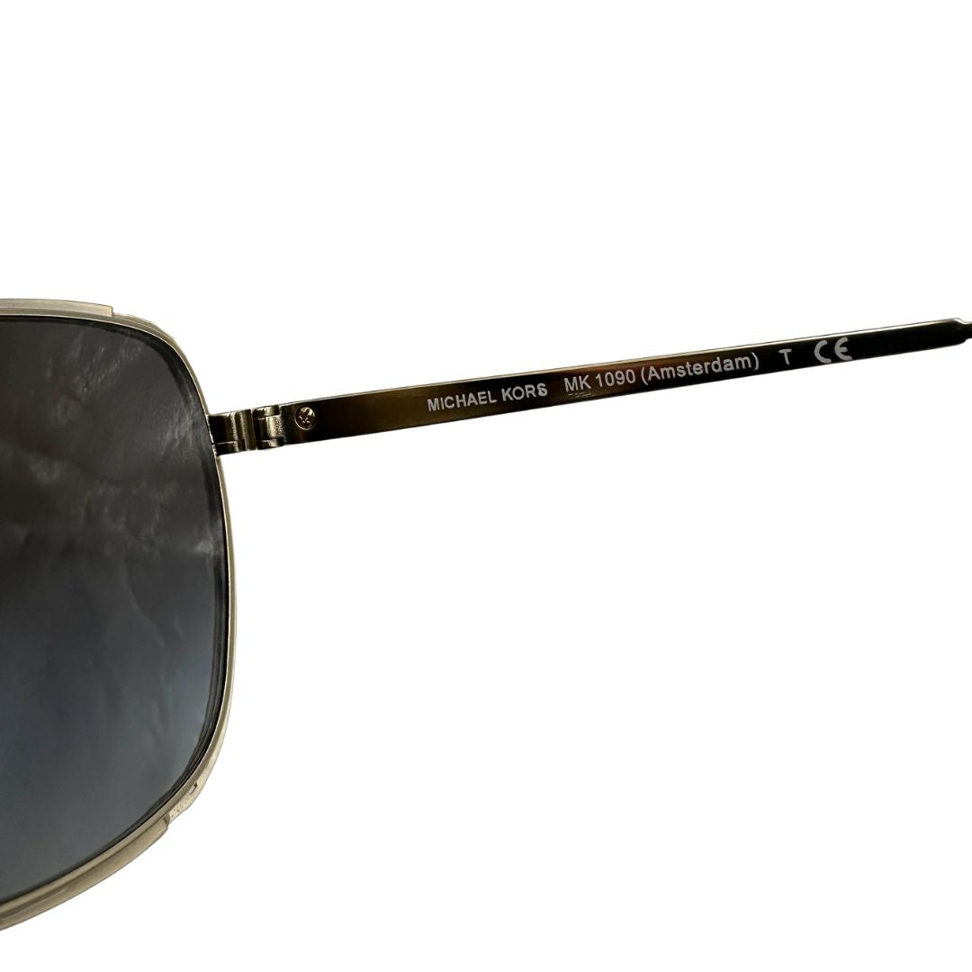 Occhiali da sole Michael Kors in metallo dorato con logo MK sulle asticelle