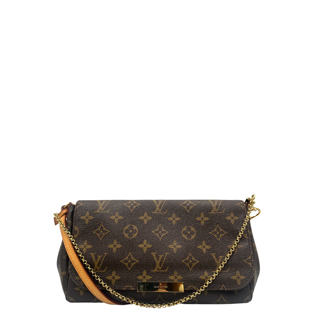 front  Borsa Louis Vuitton Favorite in canvas monogram con parti metalliche dorate, di lusso, originale, ottime condizioni, usata