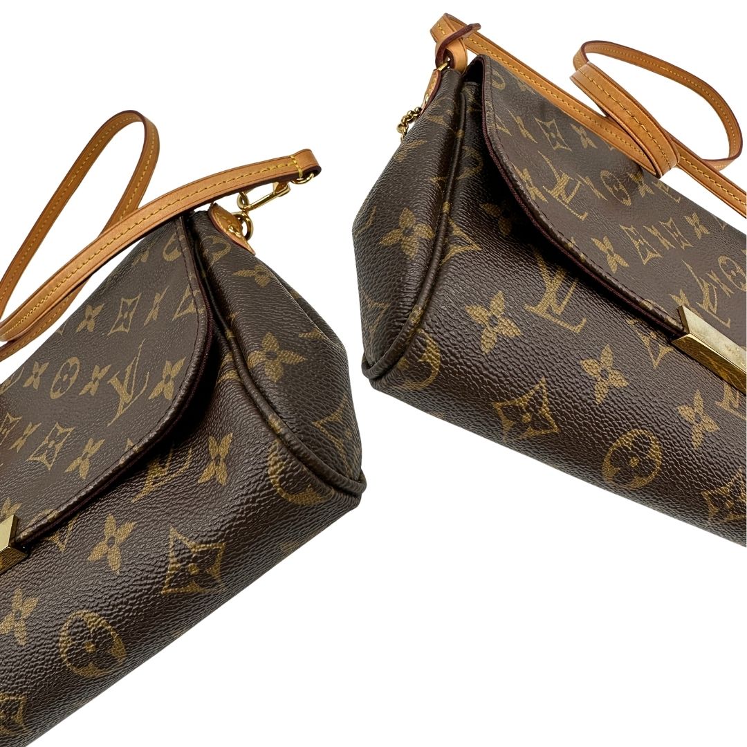 angoli  Borsa Louis Vuitton Favorite in canvas monogram con parti metalliche dorate, di lusso, originale, ottime condizioni, usata 