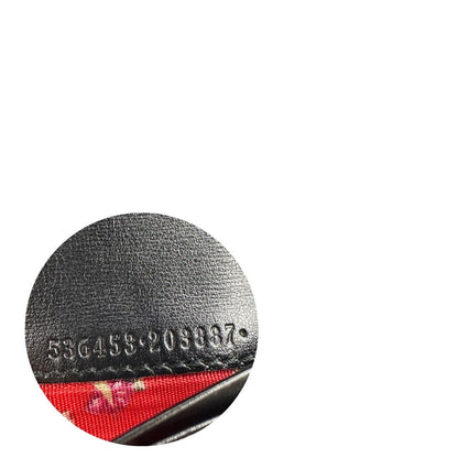 Portafoglio Gucci in pelle nera con dettaglio Web verde e rosso
