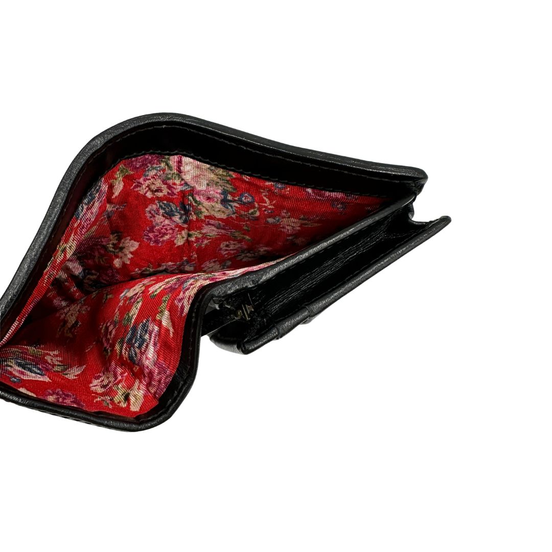 Portafoglio Gucci in pelle nera con dettaglio Web verde e rosso