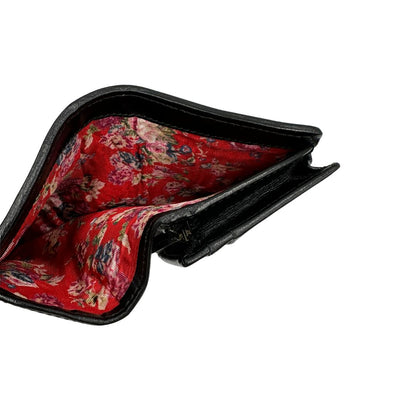 Portafoglio Gucci in pelle nera con dettaglio Web verde e rosso