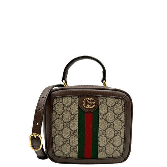 front Borsa Gucci in canvas GG Supreme con l'iconica striscia Web verde e rossa, di lusso, originale, ottime condizioni, usata 