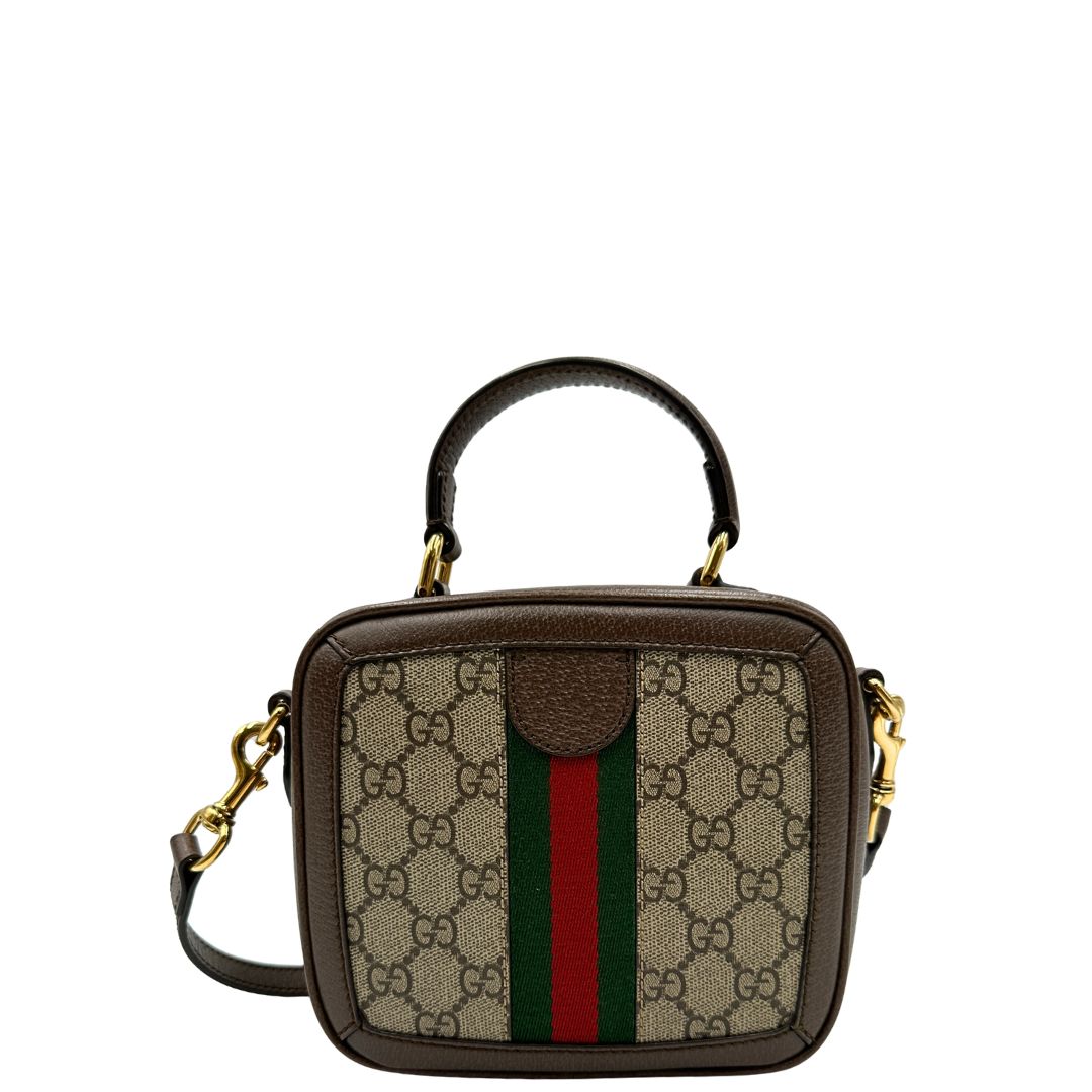retro Borsa Gucci in canvas GG Supreme con l'iconica striscia Web verde e rossa, di lusso, originale, ottime condizioni, usata 