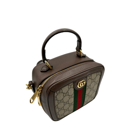 manico Borsa Gucci in canvas GG Supreme con l'iconica striscia Web verde e rossa, di lusso, originale, ottime condizioni, usata