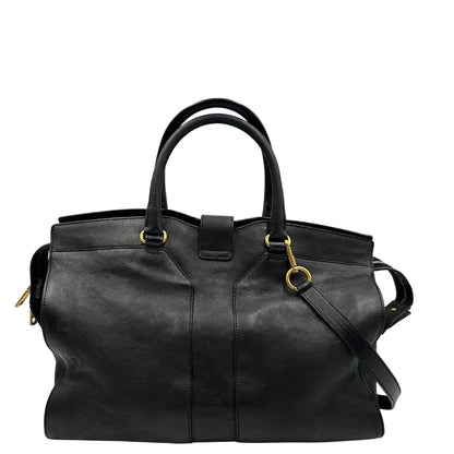Retro borsa Yves Saint Laurent modello Cabas Chyc in pelle nera con parti metalliche dorate. Originale, di lusso, usato, in condizioni ottime.