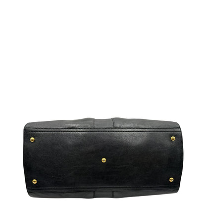 Base borsa Yves Saint Laurent modello Cabas Chyc in pelle nera con parti metalliche dorate. Originale, di lusso, usato, in condizioni ottime.
