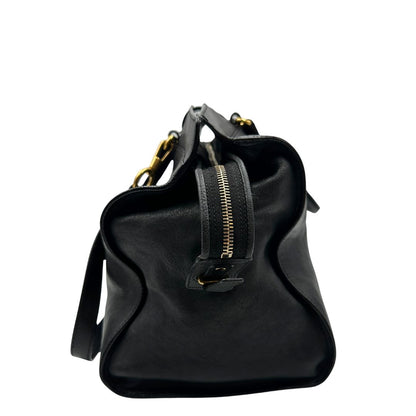 Laterale borsa Yves Saint Laurent modello Cabas Chyc in pelle nera con parti metalliche dorate. Originale, di lusso, usato, in condizioni ottime.