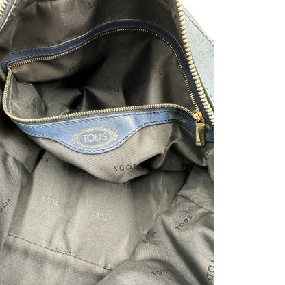 Interno, Borsa Tod's in pelle blu indossabile a tracolla, a spalla o a mano. Originale, usata, di lusso, in ottime condizioni.