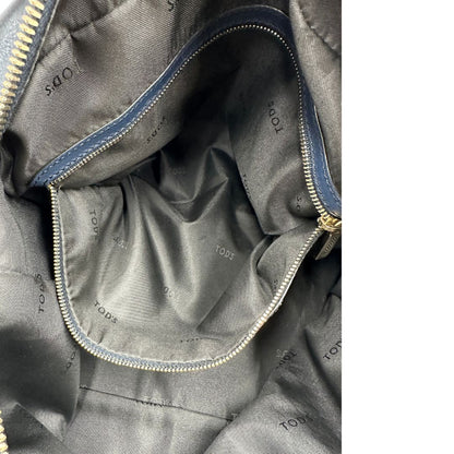 Interno tasca, Borsa Tod's in pelle blu indossabile a tracolla, a spalla o a mano. Originale, usata, di lusso, in ottime condizioni.
