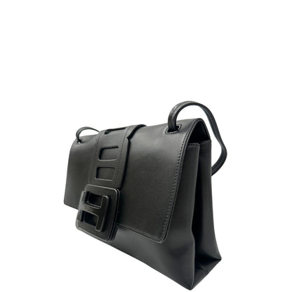 lato Borsa Hogan H-Bag in pelle nera munita di doppi manici, indossabile a spalla, di lusso, originale, ottime condizioni, usata 