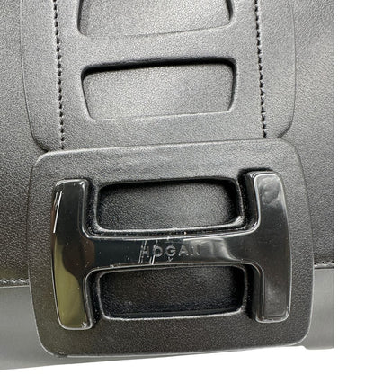 Borsa Hogan H-Bag in pelle nera munita di doppi manici, indossabile a spalla, di lusso, originale, ottime condizioni, usata 