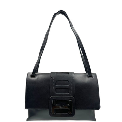 front BraBorsa Hogan H-Bag in pelle nera munita di doppi manici, indossabile a spalla, di lusso, originale, ottime condizioni, usata 