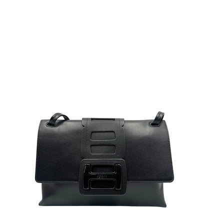 front Borsa Hogan H-Bag in pelle nera munita di doppi manici, indossabile a spalla, di lusso, originale, ottime condizioni, usata 
