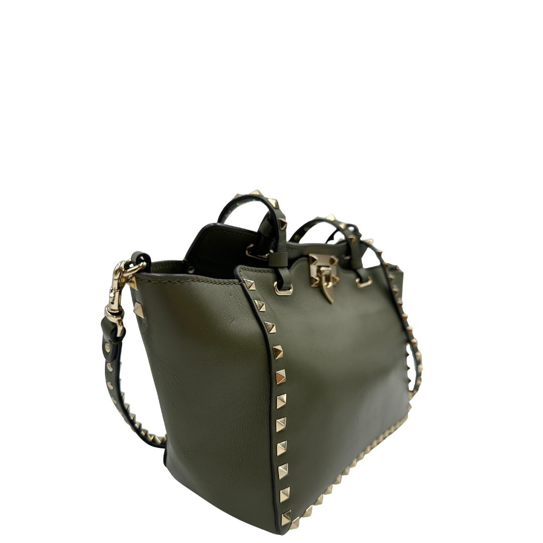 lato  Borsa V. G. in pelle verde 
