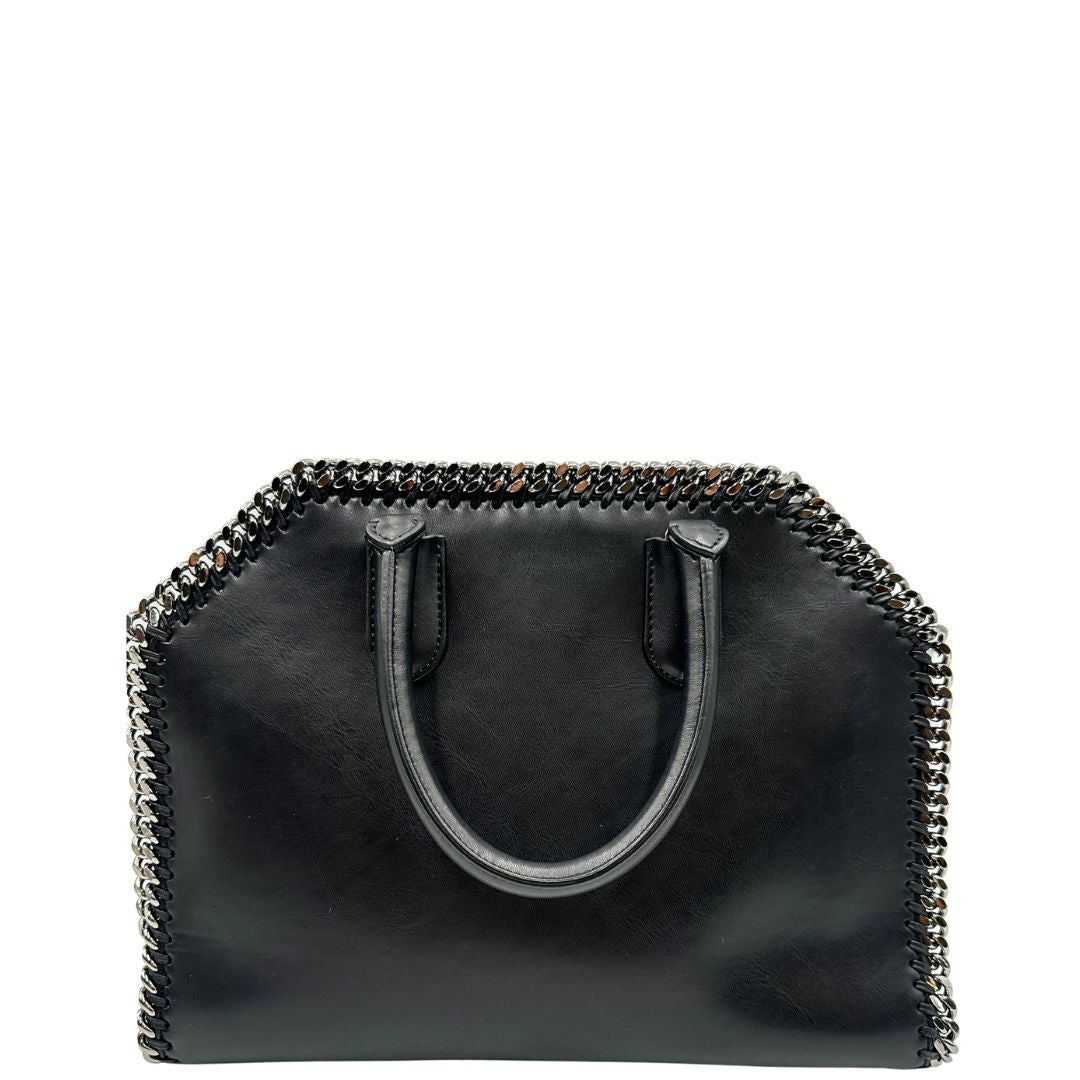 retro Borsa Stella McCartney Falabella in pelle vegana nera con catene argentate, di lusso, originale, ottime condizioni, usata