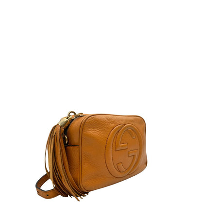 lato Borsa Gucci Soho in pelle martellata color curcuma, di lusso, originale, usata, buone condizioni 