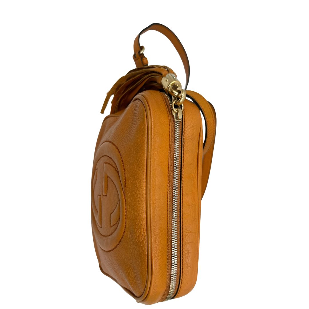 Borsa Gucci Soho in pelle martellata color curcuma, di lusso, originale, usata, buone condizioni