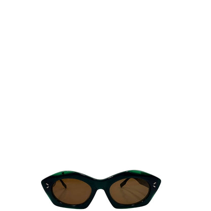 Occhiali da sole Alexander McQueen in acetato blu e verde, di lusso, usato, originale