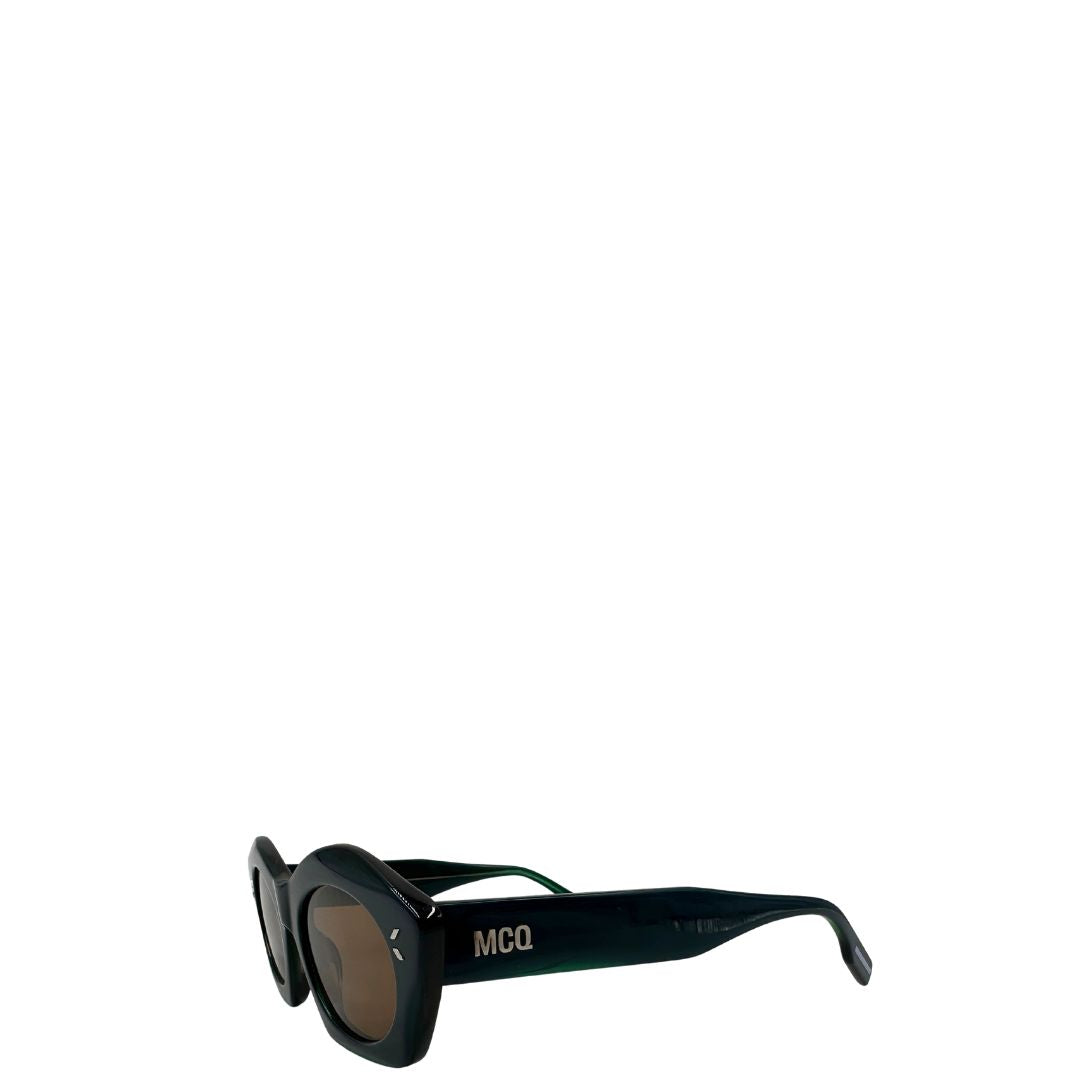 Occhiali da sole Alexander McQueen in acetato blu e verde, di lusso, usato, originale