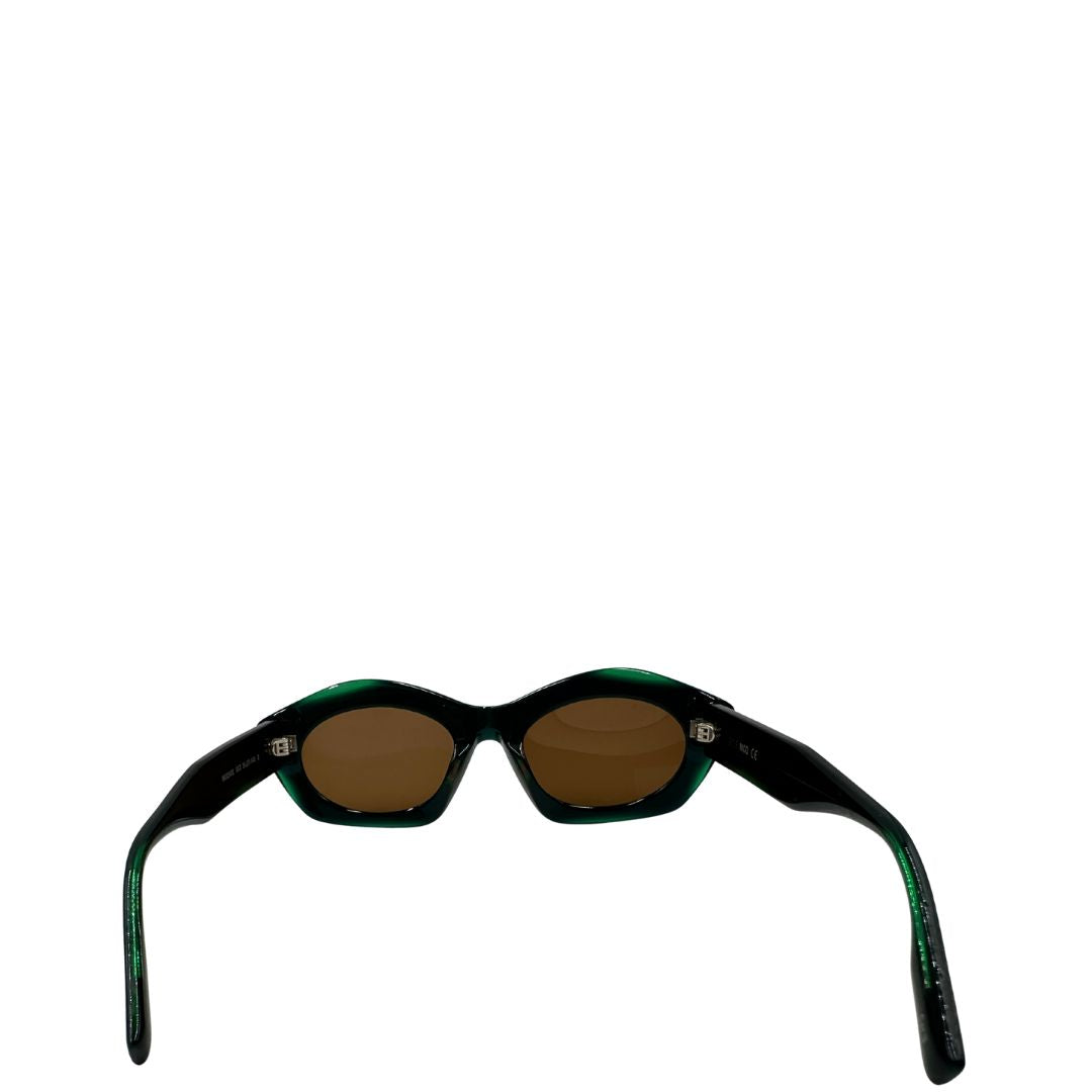 Occhiali da sole Alexander McQueen in acetato blu e verde, di lusso, usato, originale
