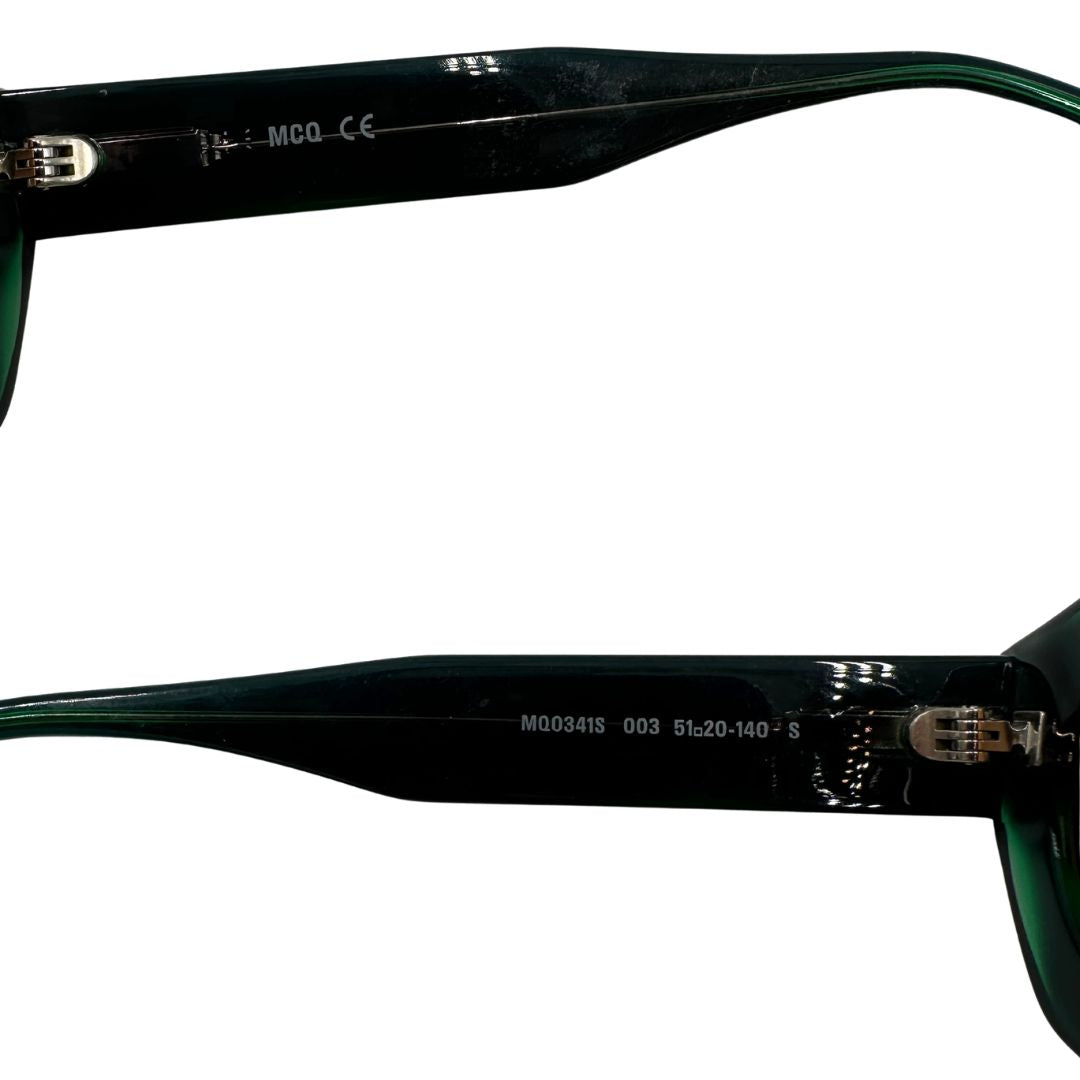 Occhiali da sole Alexander McQueen in acetato blu e verde, di lusso, usato, originale