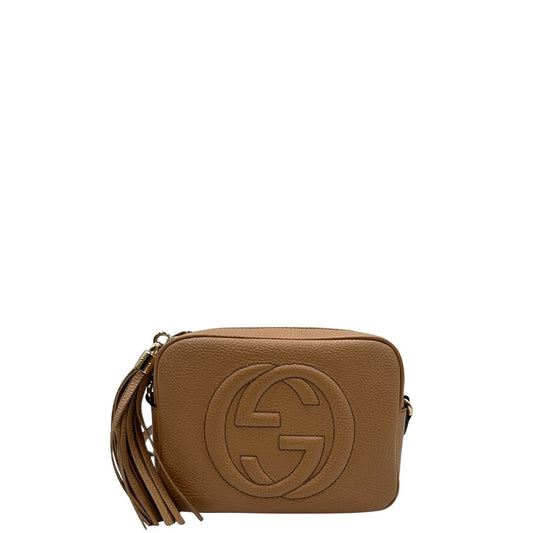 front Borsa Gucci Soho in pelle martellata color sabbia, di lusso, eccellenti condizioni, usata 