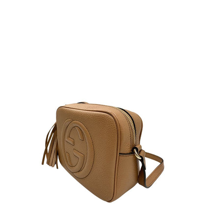 lato Borsa Gucci Soho in pelle martellata color sabbia, di lusso, eccellenti condizioni, usata