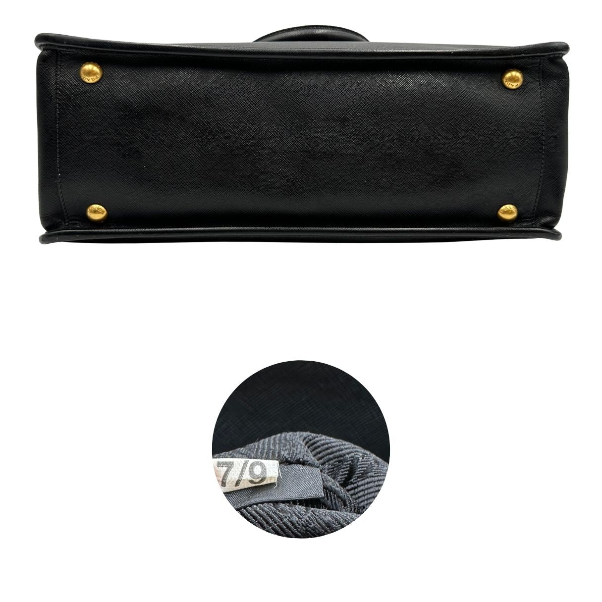 interno  Borsa Prada in pelle saffiano nera, di lusso, originale, ottime condizioni, usata 