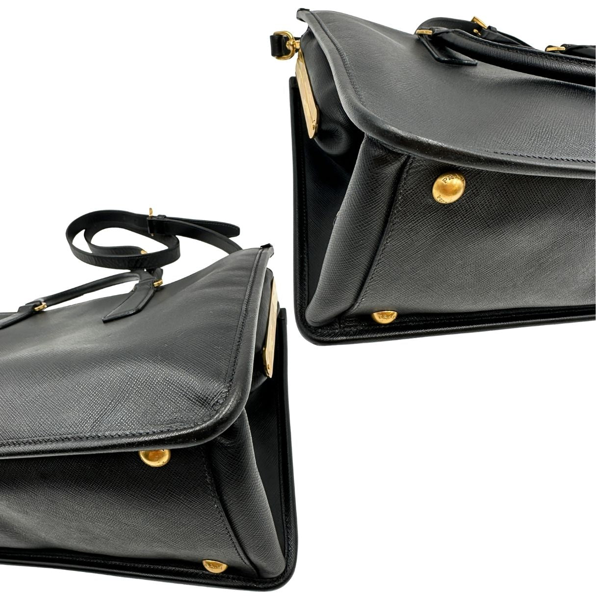 angoli   Borsa Prada in pelle saffiano nera, di lusso, originale, ottime condizioni, usata 