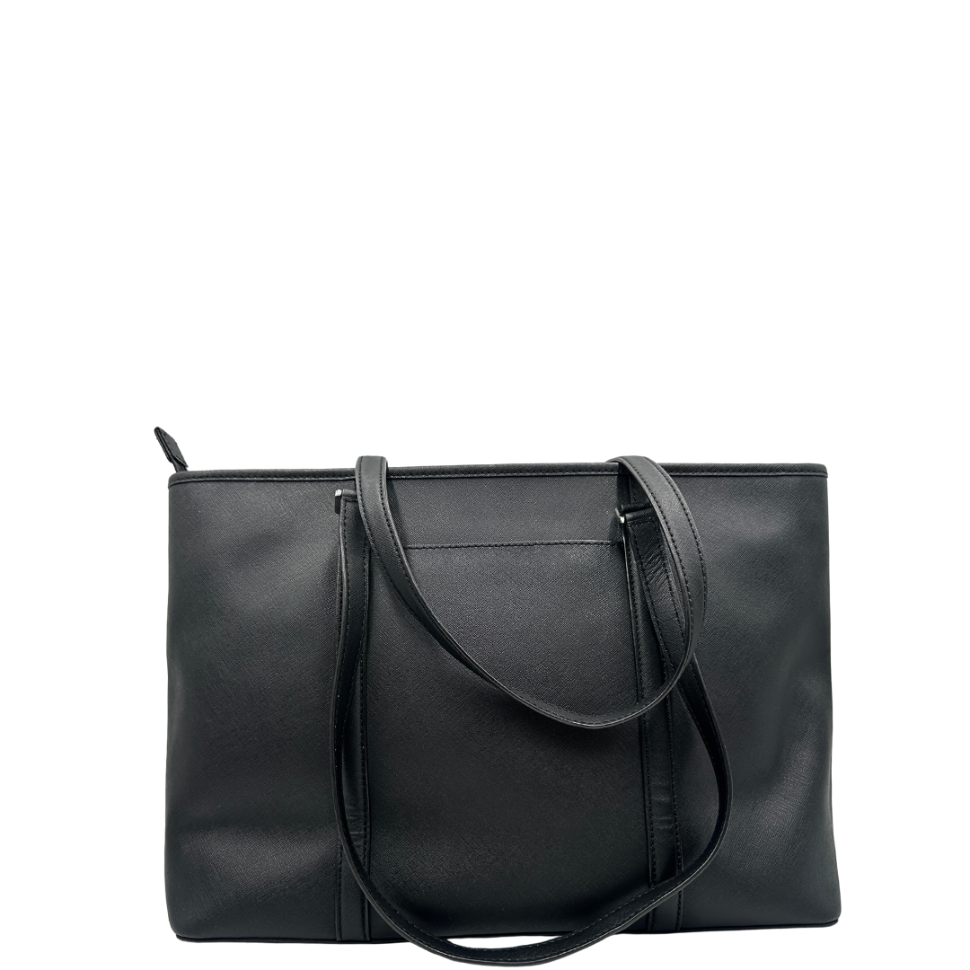 Shopper Temple MK in pelle saffiano nera