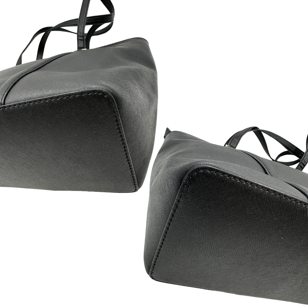 angoli Shopper Temple MK in pelle saffiano nera