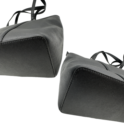 angoli Shopper Temple MK in pelle saffiano nera