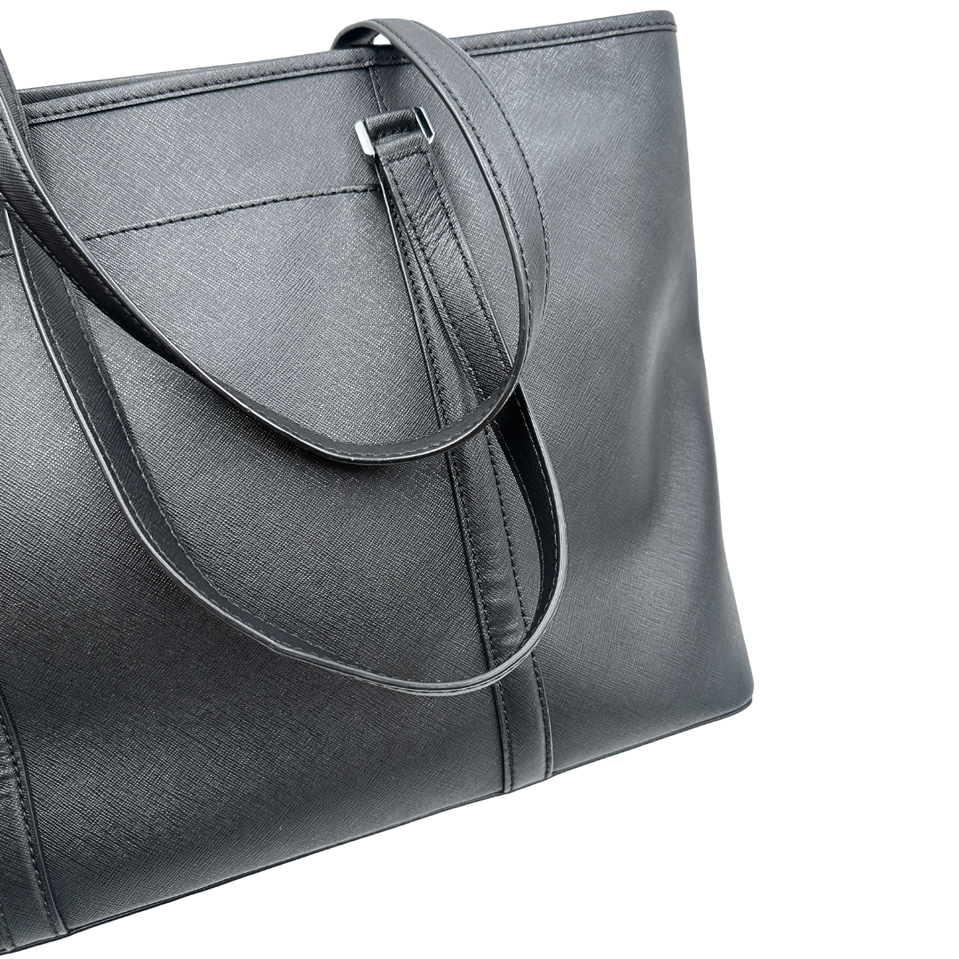 Shopper Temple MK in pelle saffiano nera