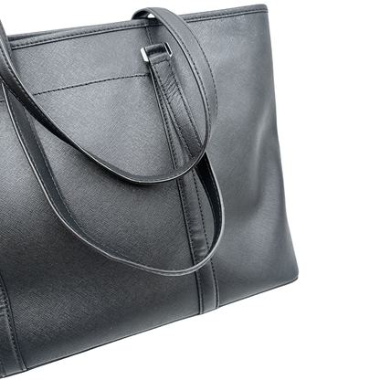 Shopper Temple MK in pelle saffiano nera